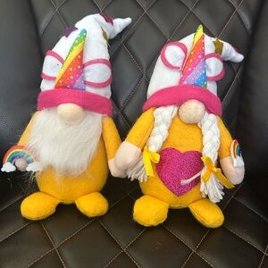 Unicorn Rainbow Gnome Plush Set